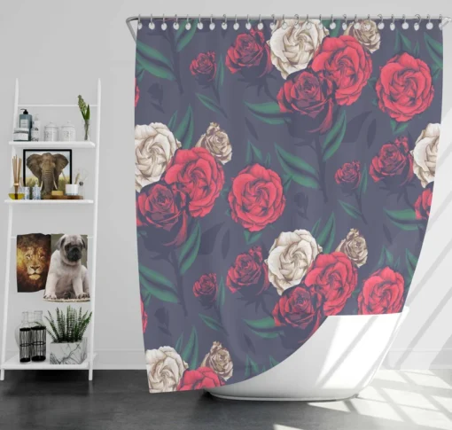 Realistic Roses Print Shower Curtain