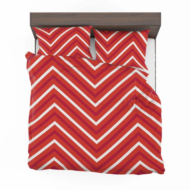 Red And White Chevron Bedding Set 2