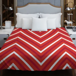 Red And White Chevron Duvet Cover