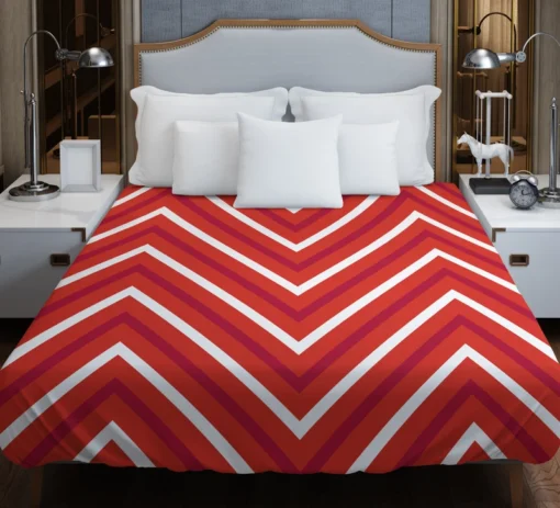 Red And White Chevron Duvet Cover