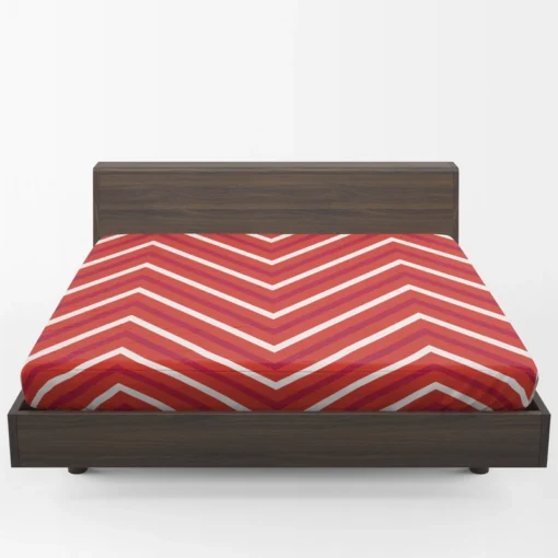 Red And White Chevron Fitted Sheet 1