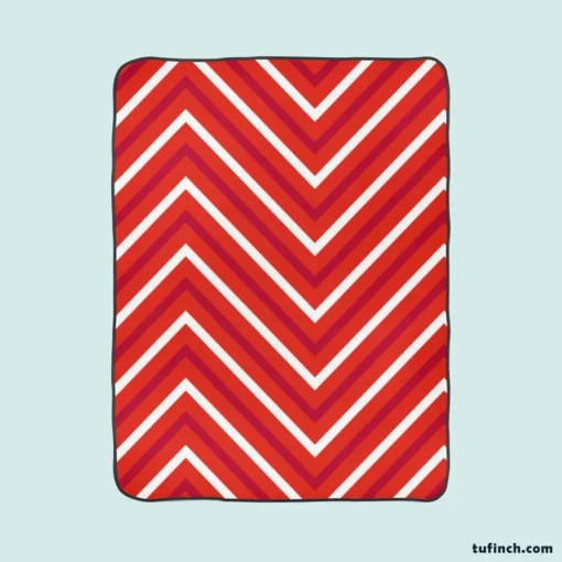 Red And White Chevron Fleece Blanket 1