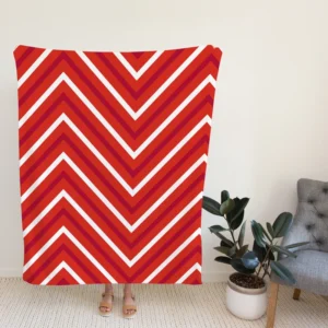 Red And White Chevron Fleece Blanket