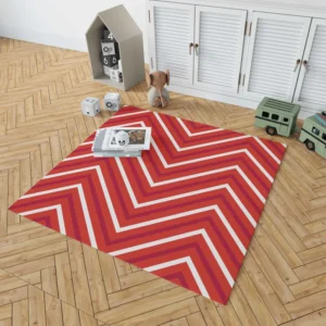 Red And White Chevron Rug 1