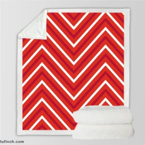 Red And White Chevron Sherpa Fleece Blanket