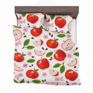 Red Apple Leaf Flower Pattern Bedding Set 2