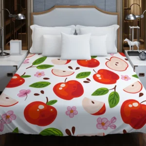 Red Apple Leaf Flower Pattern Duvet Cover