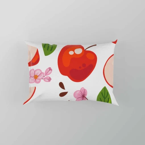 Red Apple Leaf Flower Pattern Pillow Case