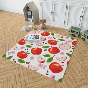 Red Apple Leaf Flower Pattern Rug 1