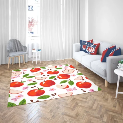 Red Apple Leaf Flower Pattern Rug 2