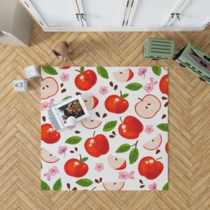 Red Apple Leaf Flower Pattern Rug