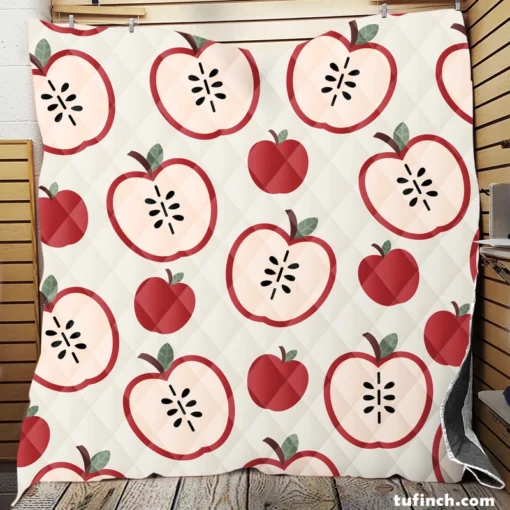 Red Apple Pattern Quilt Blanket