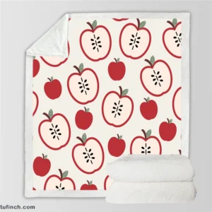 Red Apple Pattern Sherpa Fleece Blanket