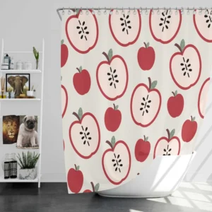 Red Apple Pattern Shower Curtain