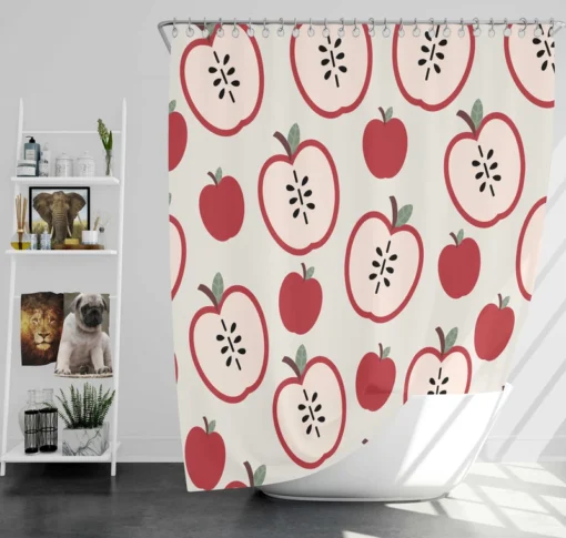 Red Apple Pattern Shower Curtain