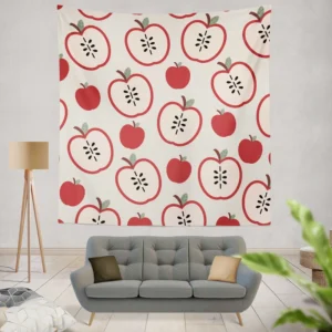 Red Apple Pattern Wall Tapestry