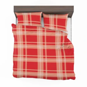 Red Beige Plaid Pattern Bedding Set 2