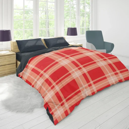 Red Beige Plaid Pattern Duvet Cover 1