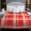 Red Beige Plaid Pattern Duvet Cover