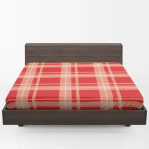 Red Beige Plaid Pattern Fitted Sheet 1