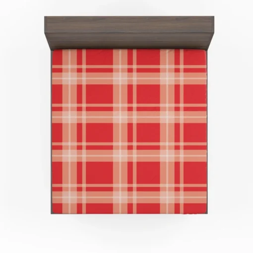 Red Beige Plaid Pattern Fitted Sheet