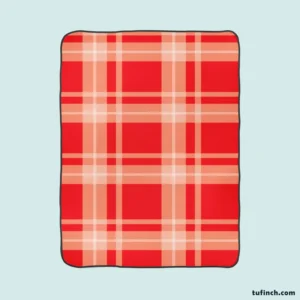 Red Beige Plaid Pattern Fleece Blanket 1