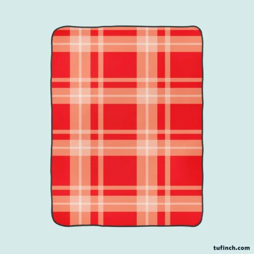 Red Beige Plaid Pattern Fleece Blanket 1