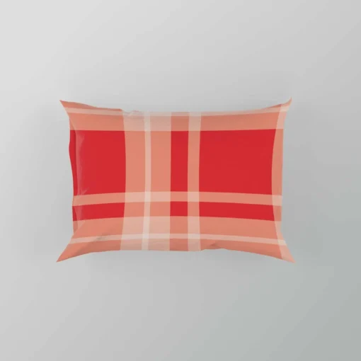 Red Beige Plaid Pattern Pillow Case