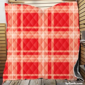 Red Beige Plaid Pattern Quilt Blanket