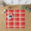 Red Beige Plaid Pattern Rug