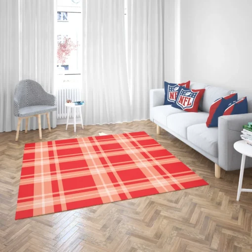 Red Beige Plaid Pattern Rug 2