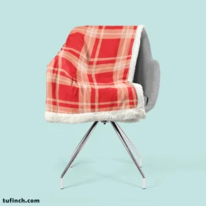 Red Beige Plaid Pattern Sherpa Fleece Blanket 2