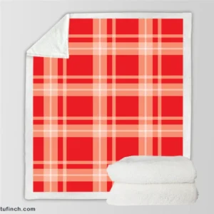 Red Beige Plaid Pattern Sherpa Fleece Blanket