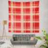 Red Beige Plaid Pattern Wall Tapestry