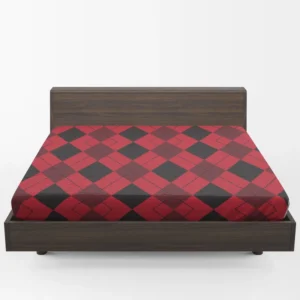 Red Black Argyle Checkered Pattern Fitted Sheet 1