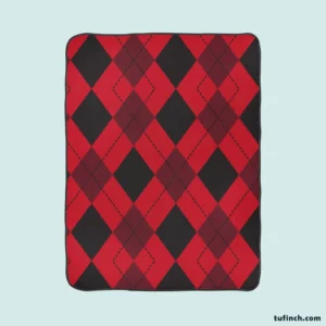 Red Black Argyle Checkered Pattern Fleece Blanket 1