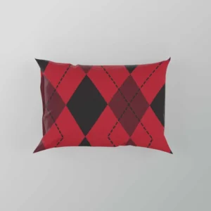 Red Black Argyle Checkered Pattern Pillow Case