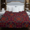 Red Blue Ethnic Floral Pattern Duvet Cover