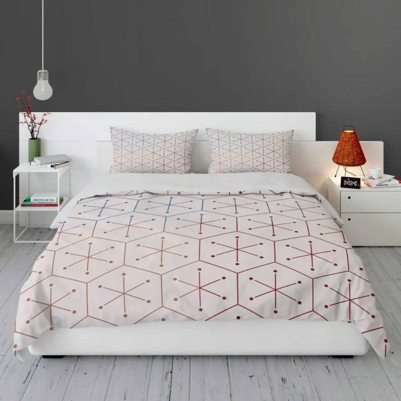 Red Blue Orange Hexagon Pattern Bedding Set 1