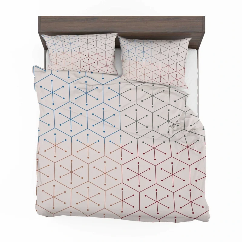 Red Blue Orange Hexagon Pattern Bedding Set 2