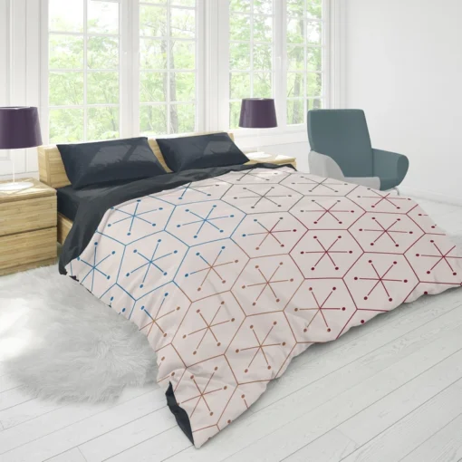 Red Blue Orange Hexagon Pattern Duvet Cover 1