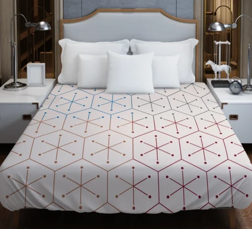 Red Blue Orange Hexagon Pattern Duvet Cover