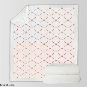 Red Blue Orange Hexagon Pattern Sherpa Fleece Blanket