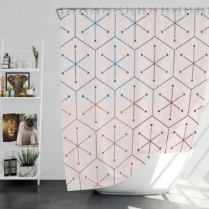 Red Blue Orange Hexagon Pattern Shower Curtain