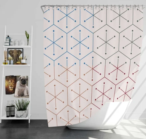 Red Blue Orange Hexagon Pattern Shower Curtain