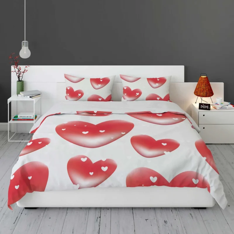 Red Bubble Heart Design Bedding Set 1