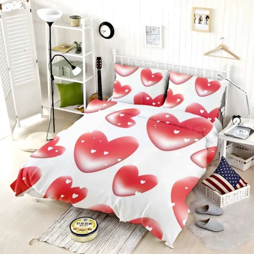 Red Bubble Heart Design Bedding Set