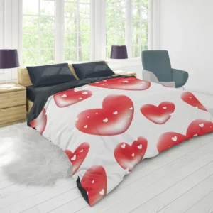 Red Bubble Heart Design Duvet Cover 1