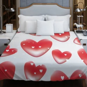 Red Bubble Heart Design Duvet Cover