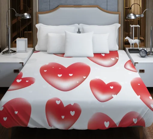 Red Bubble Heart Design Duvet Cover